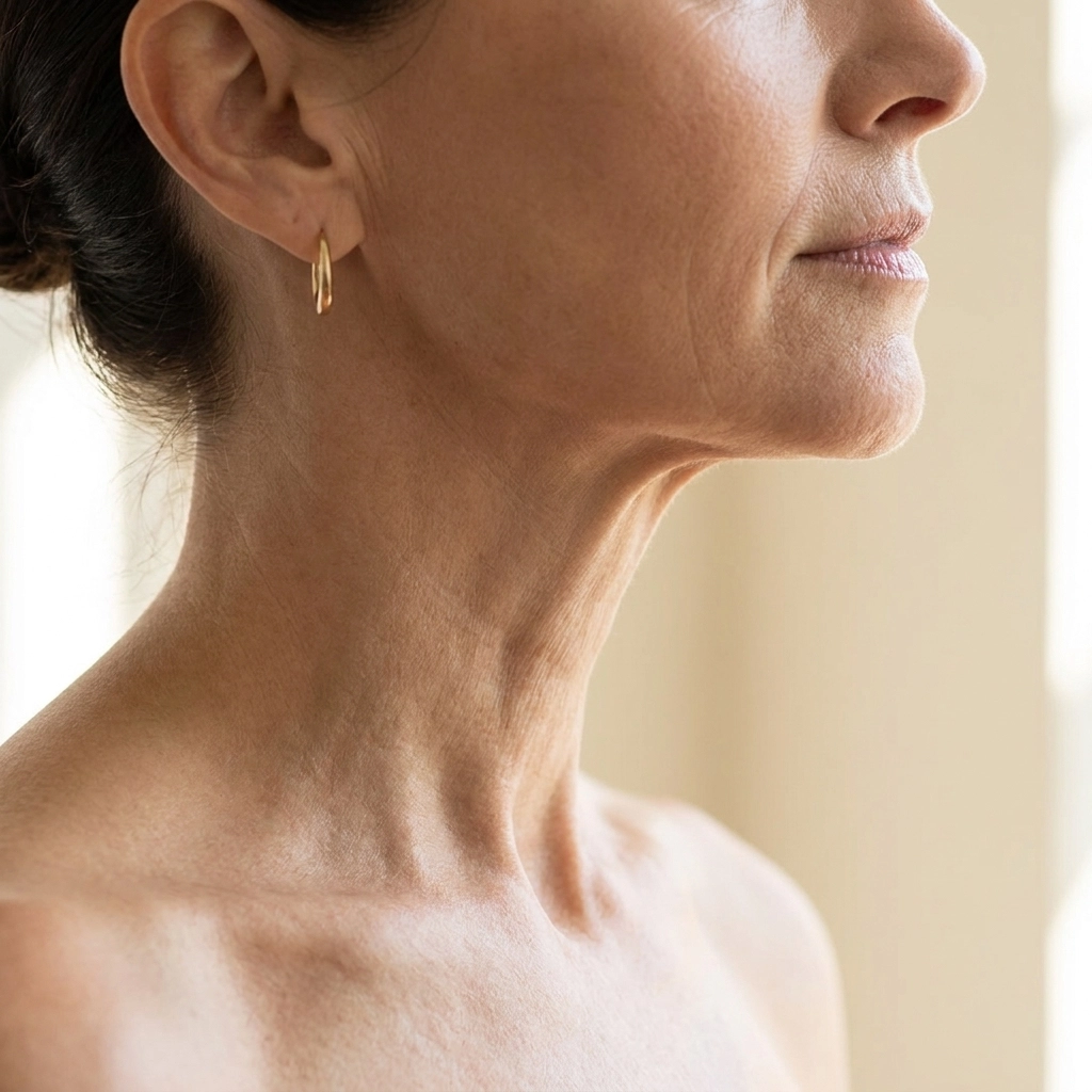 Facelift and neck lift result, front view